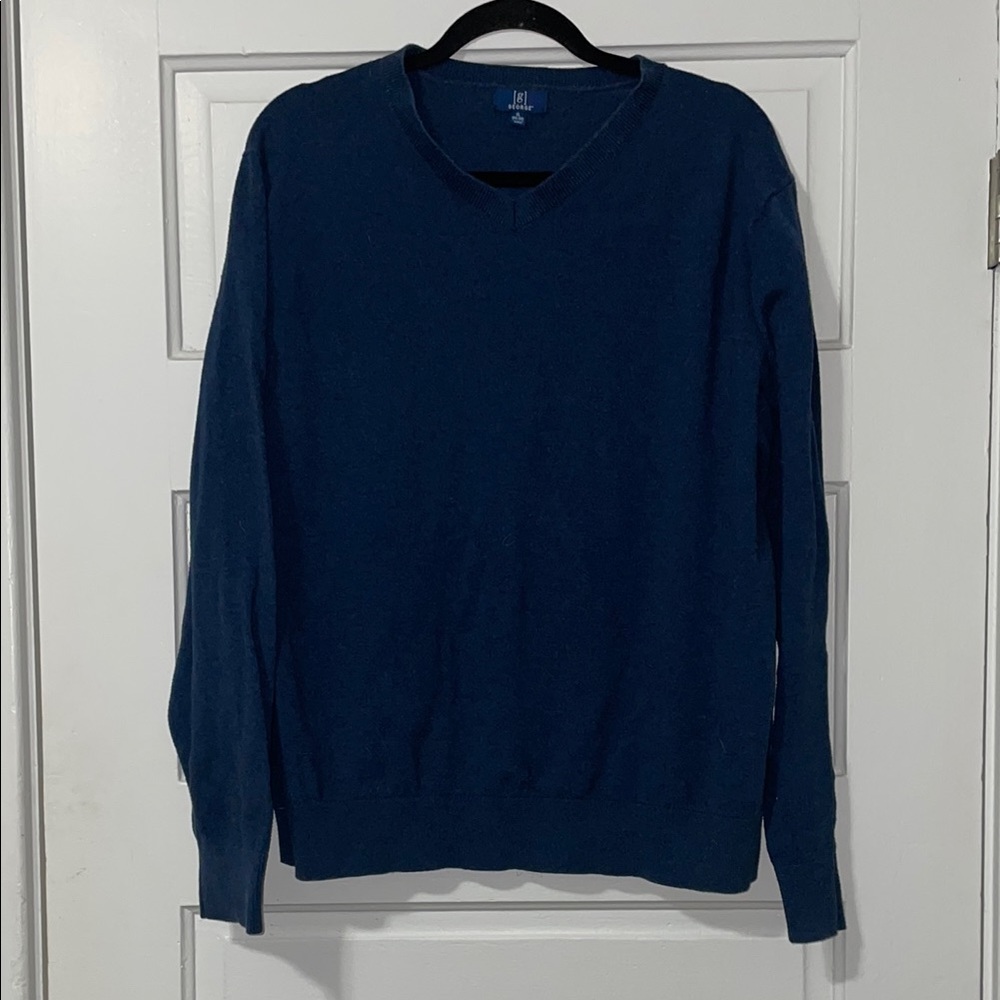 George Dark Blue V Neck Sweater